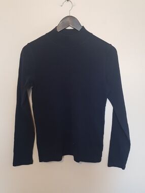 Northern Reflections Navy Blue Ribbed Mock Neck Top